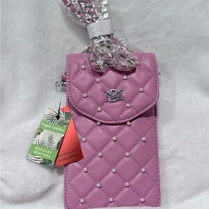 Badgley Mischka Pink Quilted Crossbody Phone & Cardholder